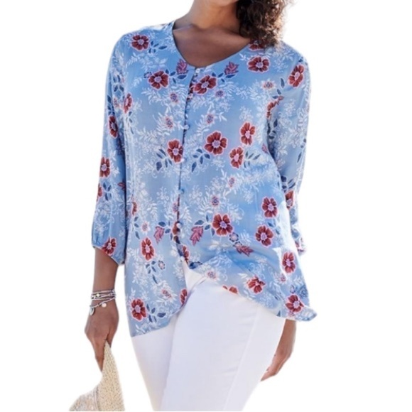 J. Jill Floral Button Front Blouse - Picture 1 of 5